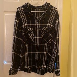 Sanctuary Black & White Luscious Plaid Button Down Shirt - Size L